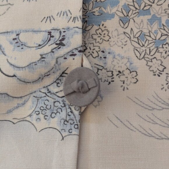 Cream and Blue Silk and Linen Toile Jacket by Wear in Good Health - Picture 5 of 10